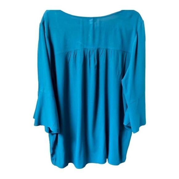 TORRID Plus Size Teal Crepe Strappy Criscross Blouse. - Picture 8 of 14